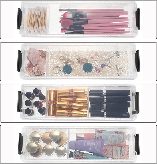 4 Transparante Opbergcontainers met Verwijderbare Sleuven - Multifunctionele Stapelbare Organizer — afbeelding 4