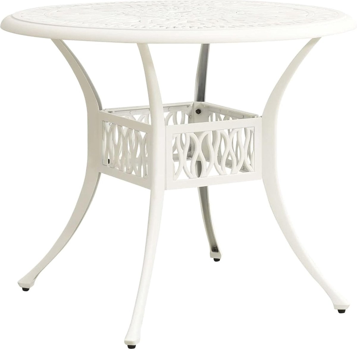 Ronde Tuinmeubel Tuintafel met Parasolgat - 90 x 74 cm, Wit