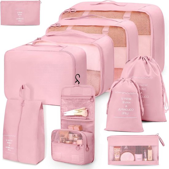 Foto: Packing cubes set 7 delig reiszakken voor reis koffer backpack en tas donkerblauw