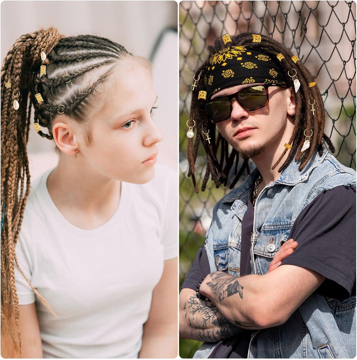 Lot De 38 Perles En Bois Pour Tresses Et Dreadlocks – Multi-formes, Pour Bijoux Et Coiffures