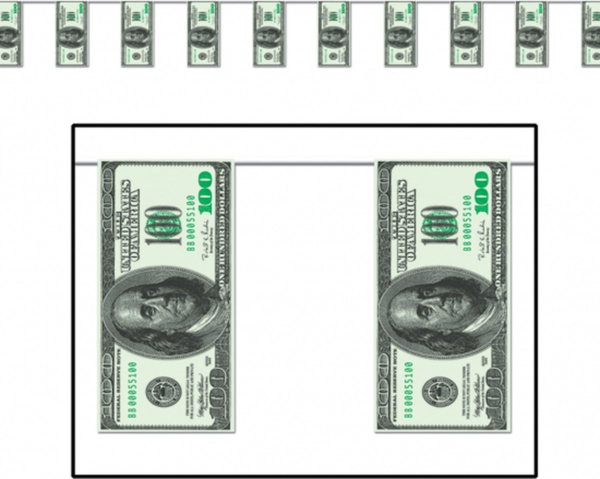 Geld thema feestslinger met dollars - 4 meter - plastic - Rijkdom - USA - Foute party — afbeelding 2
