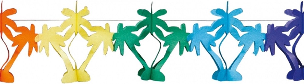 Gekleurde Hawaii palmbomen thema feestslinger - 4 meter - papier - Feestartikelen - versiering