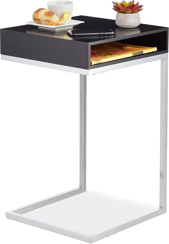 Cre Cra Marmeren bijzettafel goud, C-vorm bijzettafel, salontafel, koffietafel, metaal, laptoptafel, stabiel, notebooktafel, woonkamertafel, smal nachtkastje voor slaapkamer, woonkamer, balkon