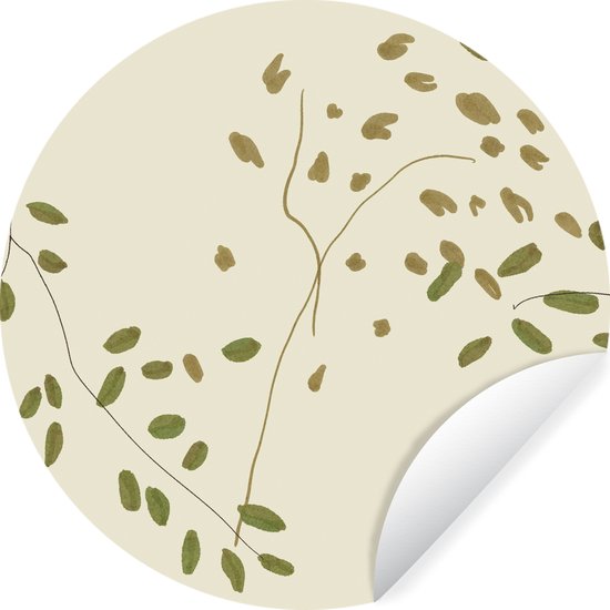 WallCircle® - Behangcirkel 30x30 cm - Muurstickers Groen - Bloemen - Pastel - Muurcirkel woonkamer - Wandcirkel slaapkamer - Kamer decoratie zelfklevend - Muurdecoratie accessoires