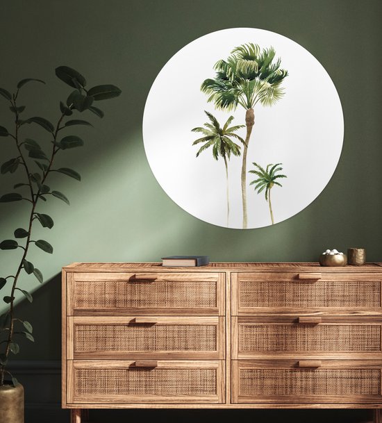 WallCircle - Stickers muraux - Cercle de papier peint - Jungle - Arbre - Vert - 100x100 cm - Cercle mural - Autocollant - Papier peint autocollant rond XXL