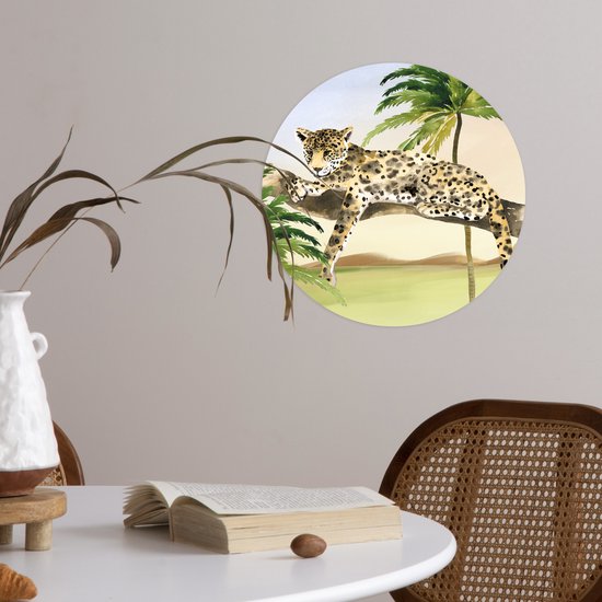 WallCircle® - Cercle de papier peint 30x30 cm - Stickers muraux Léopard - Jungle - Arbre - Cercle mural - Accessoires chambre enfant - Décoration chambre bébé - Cercle mural autocollant