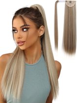 SassyGoods Extensions de Cheveux queue de cheval à enrouler - Extension queue de cheval - Postiche cheveux femme - Blond cendré - 60 cm