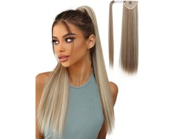 SassyGoods Wrap Around Ponytail Extensions Paardenstaart Extension Haarstukje Haarstuk Synthetisch Haar - As Blond - 45 cm