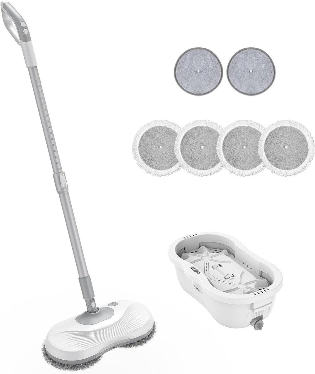 Goedkoopste Draadloze elektrische mop zelfreinigende dweil led 250 ml watertank- compact ontwerp- 2200 mAh accucapaciteit waterspray met één klik scheiding van schoon en vuil water verstelbare steel Mop