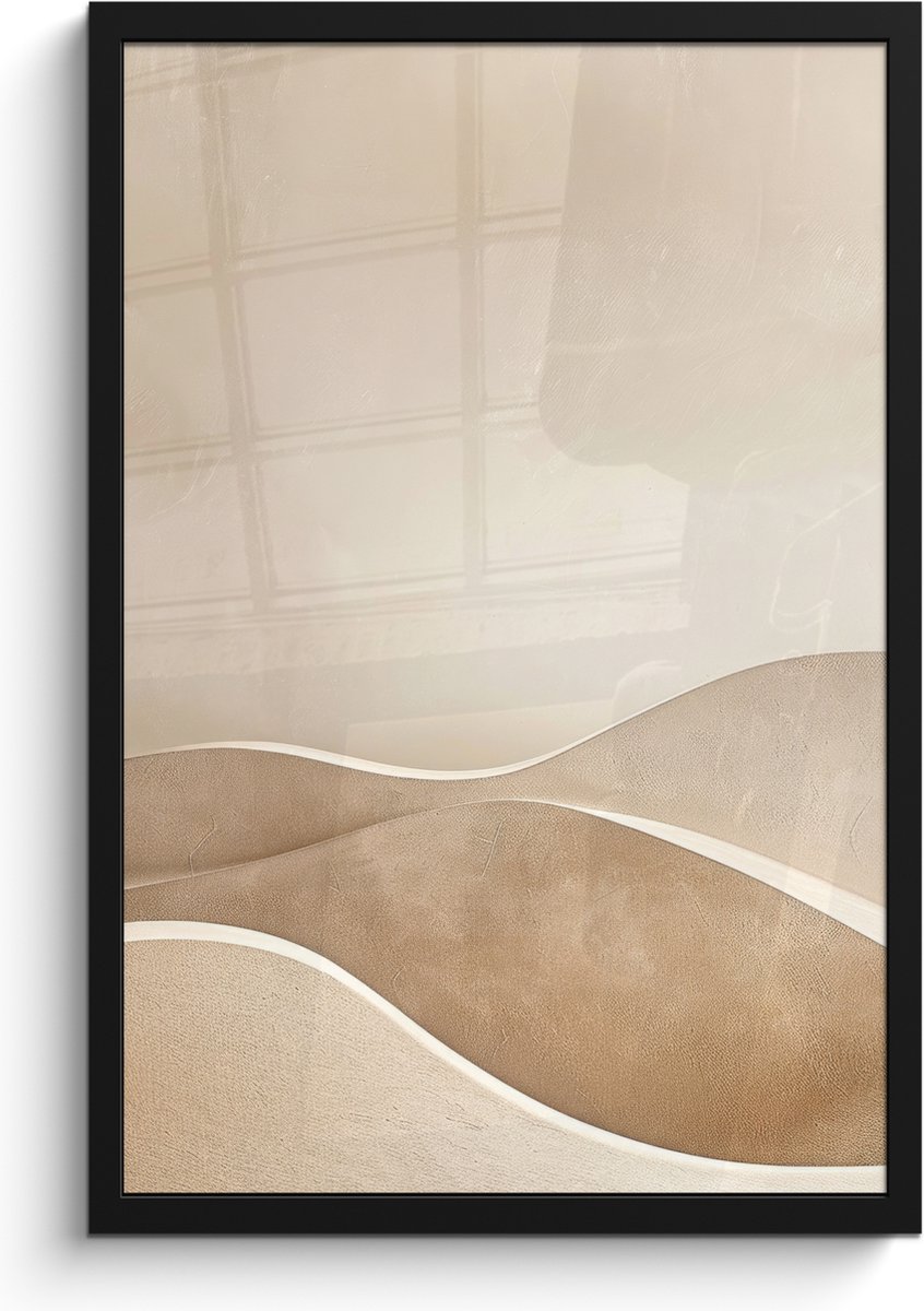 FrameYourWall Poster in lijst - Fotolijst 40x60 cm - Posters - Beige - Natuur - Abstract - Modern - Posterlijst zwart - Decoratie - Wanddecoratie woonkamer - Muurdecoratie slaapkamer Beige - Landschap