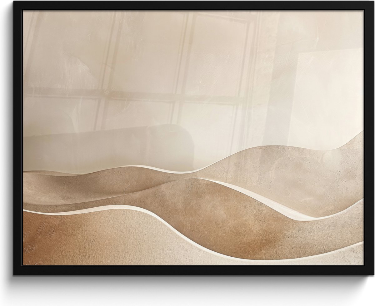 FrameYourWall Poster in lijst - Fotolijst 80x60 cm - Posters - Beige - Natuur - Abstract - Modern - Posterlijst zwart - Decoratie - Wanddecoratie woonkamer - Muurdecoratie slaapkamer Beige - Landschap