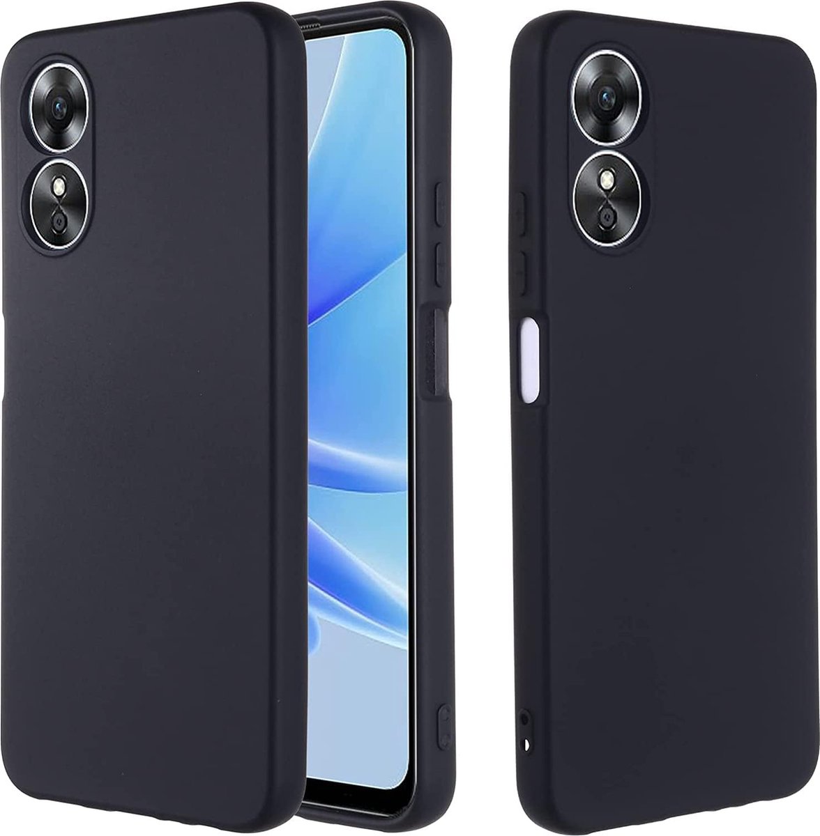 Hoesje geschikt voor Oppo A17 Zwart - Zwart Case Geschikt voor Oppo A17 - Bescherm hoesje geschikt voor Oppo A17 Zwart