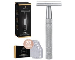Wellshave Safety Razor Grijs - RVS + 20 Scheermesjes - Vrouwen & Mannen - Scheermes - Veiligheidsscheermes - Double Edge - Single Blade