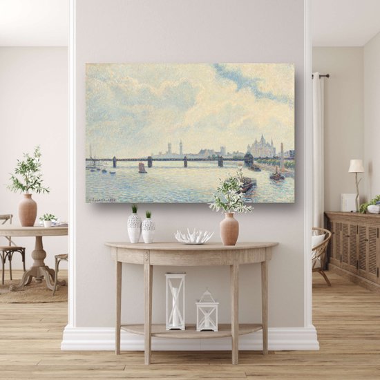 Charing Cross Bridge, Londres - Décoration murale Claude Monet - Peinture pont sur verre - Décoration murale Architecture - Décoration murale rurale - Peinture plexiglas - Décoration maison verre acrylique 75x50 cm