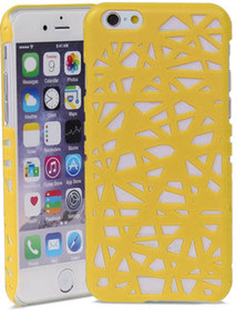 Peachy Vogelnest geschikt voor iPhone 6 6s hardcase hoesje Bird nest design - Geel