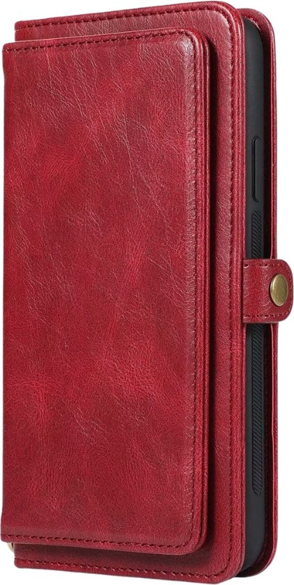 Coque adaptée pour iPhone 16 Plus - Bookcase - Amovible 2 en 1 - Coque arrière - Porte-cartes - Portefeuille - Simili cuir - Rouge