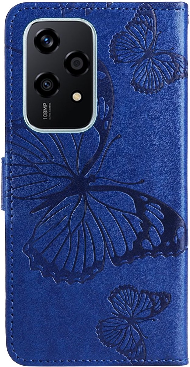 Mobigear Telefoonhoesje geschikt voor HONOR 200 Lite Hoesje | Mobigear Butterfly Bookcase Portemonnee | Pasjeshouder voor 2 Pasjes | Telefoonhoesje voor Pinpas / OV Kaart / Rijbewijs - Blauw