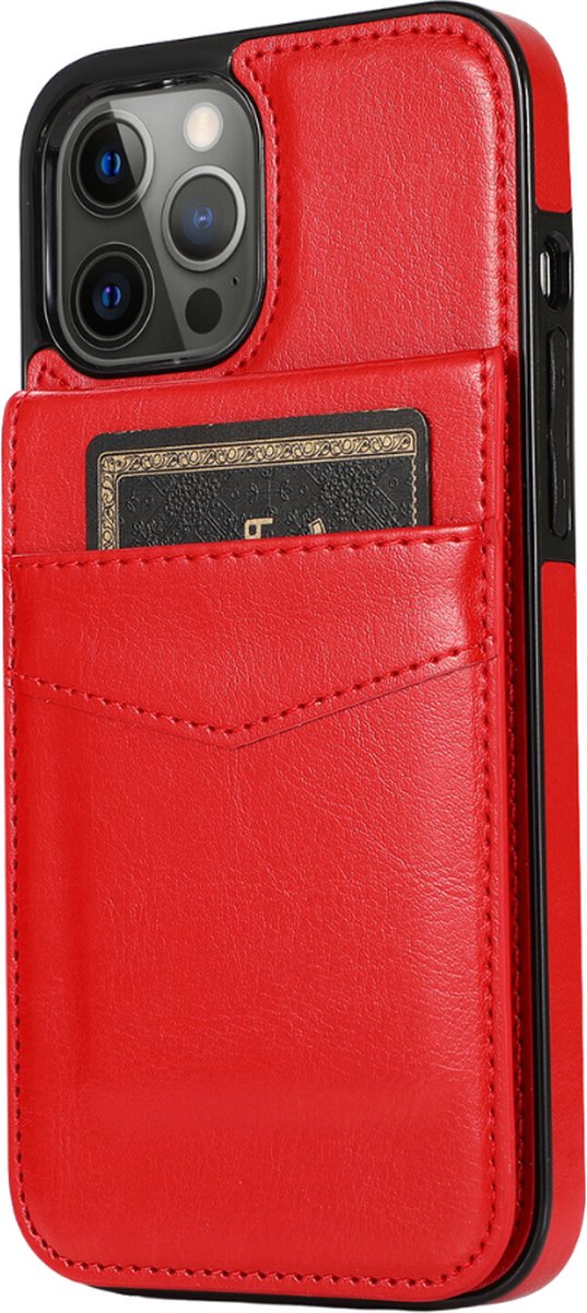 Hoesje geschikt voor iPhone 16 Pro - Backcover - Pasjeshouder - Portemonnee - Kunstleer - Rood