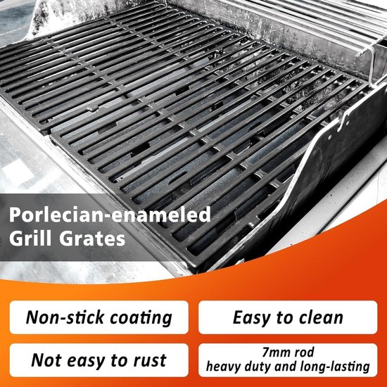 175-inch Gietijzeren Roosters voor Weber Spirit 300-serie - Spirit E-S 310-320-330 - Spirit I & II 300 - Spirit 700-900 - Genesis 1000-3500 - Genesis Gold Silver Platinum B-C met Verlengde Levensduur van Weber — afbeelding 3