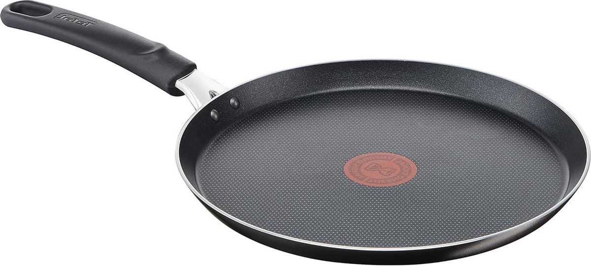 25 cm Crêpe-pan met antiaanbaklaag en thermo-signaal temperatuurindicator - zwart