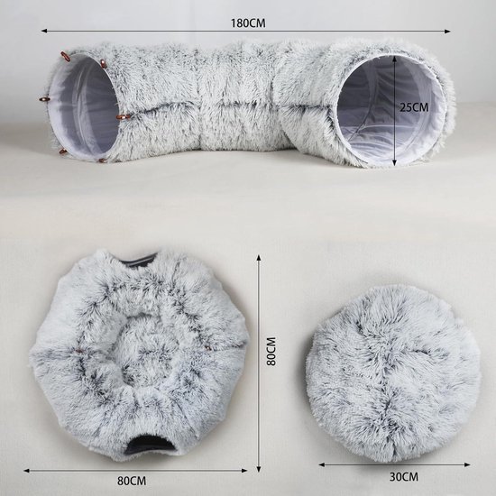 DESIGNED BY LOTTE Kattenspeelgoed tunnel antraciet kopen