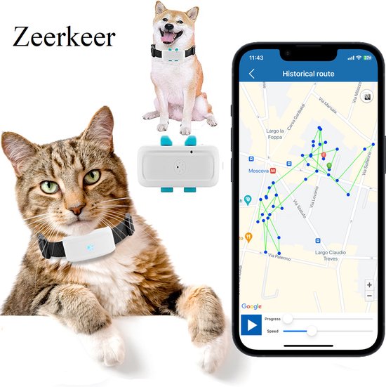 Huisdier GPS tracker - GPS tracker hond kat huisdier incl halsband - GPS halsband – GPS tracker pets - dierentrack - track and trace- huisdier - halsband