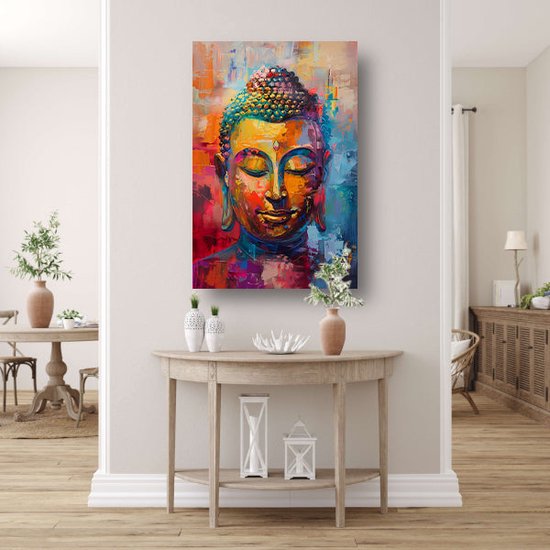 Boeddha muurdecoratie - Religie schilderijen glas - Schilderij Verf - Wanddecoratie modern - Schilderijen plexiglas - Slaapkamer muurdecoratie acrylglas 100x150 cm
