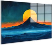 Berg wanddecoratie - Landschap glas schilderijen - Glas schilderij Zon - Wanddecoratie klassiek - Schilderij acrylglas - Muurdecoratie acrylglas 60x40 cm