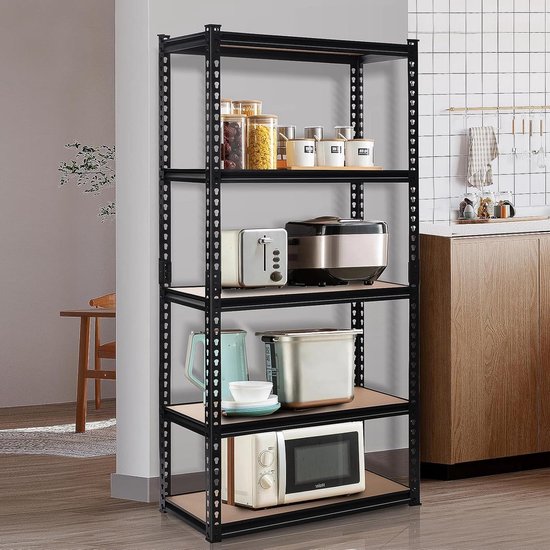 Verstelbaar rek voor zware lasten - 183 x 80 x 40 cm - draagkracht 875 kg - robuust opbergrek met stalen frame - voorraadrek voor keuken - kelderrek voor bergruimte - kantoorrek opbergrek