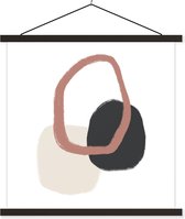 Posterhanger incl. Poster 60x60 cm - Schoolplaat - Pastel - Minimalisme - Geometrische vormen - Textielposter - Zwarte latten