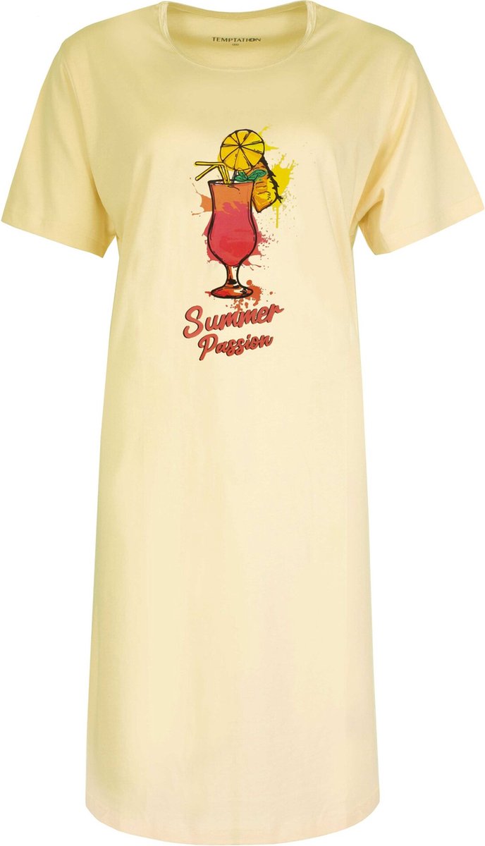 Temptation Dames Nachthemd - BigShirt - Slaapkleedje - Geel - Maat XXL