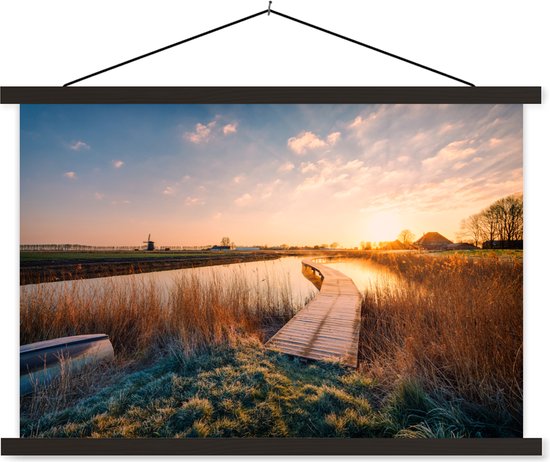 Sunset in the Dutch polder poster textielposter lattes noires 60x40 cm - Tirage photo sur plaque école (décoration murale salon / chambre)