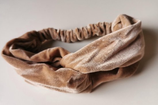 CHPN - Bande de cheveux - Bande de cheveux en tissu velours - Beige - Bandeau - Bande de cheveux tendance - Coiffure - Tissu super doux
