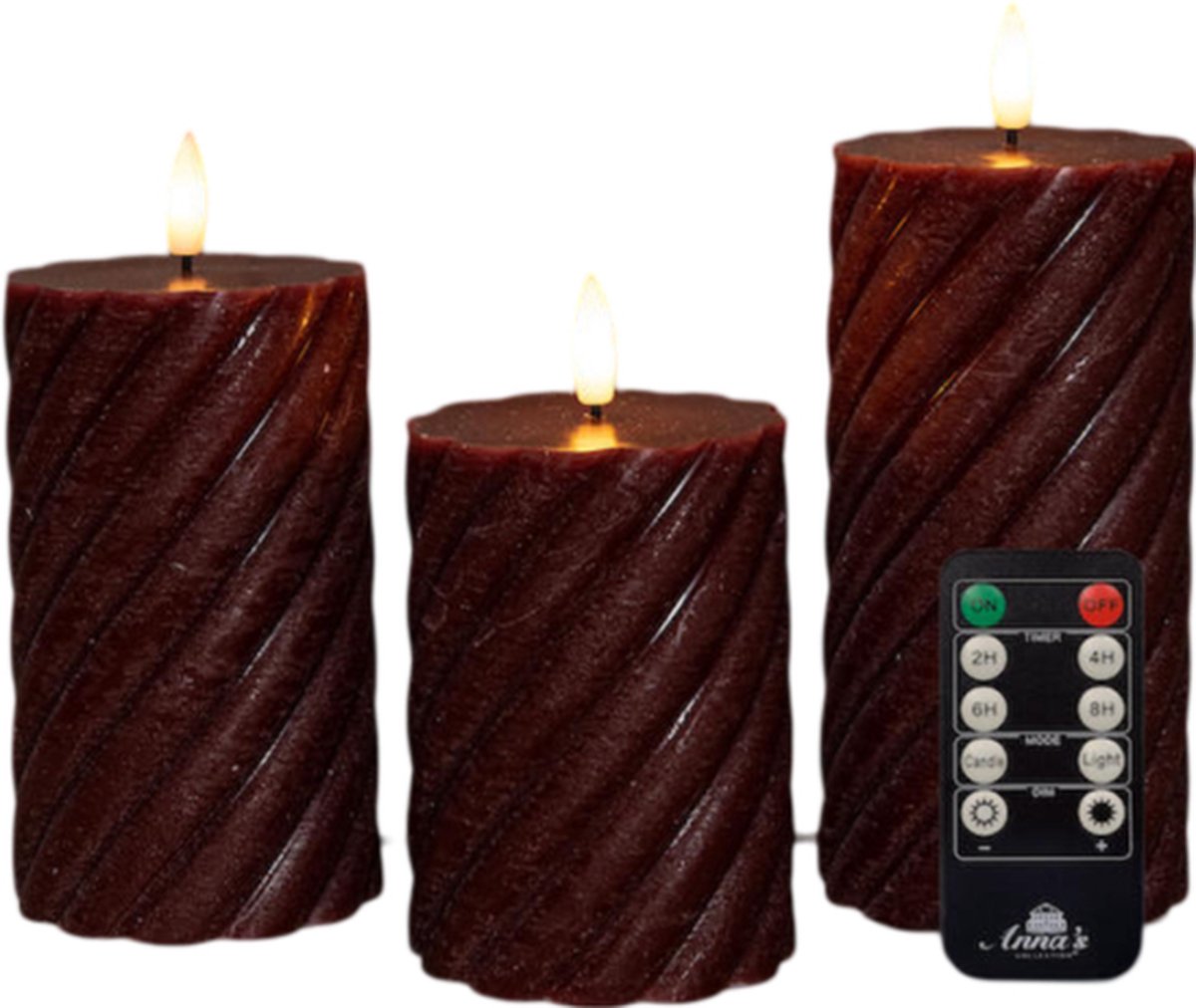 Anna's collection - Stompkaars swirl wax led 3d vlam op batterij me...