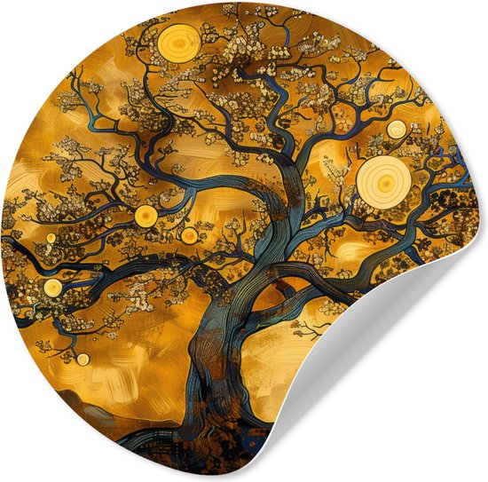 WallCircle® - Papier peint cercle 80x80 cm - Stickers muraux Arbre - Arbre de vie - Abstrait - Or - Cercle mural salon - Cercle mural chambre - Décoration de pièce autocollante - Accessoires de Décoration murale