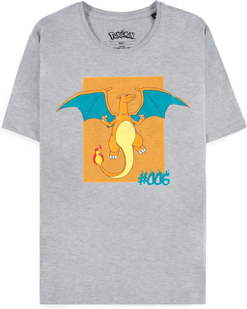 Pokémon - Charizard Heren T-shirt - XS - Grijs