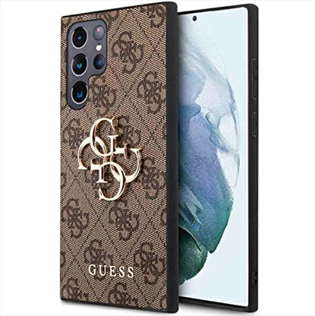 Guess 4G Metal Back Case - Geschikt voor Samsung Galaxy S23 Ultra (S918) - Bruin