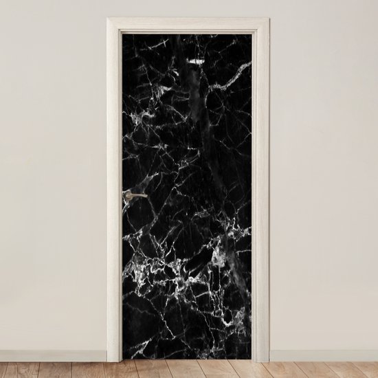 Sticker de porte Marbre - Pierre - Zwart - 90x205 cm - Affiche de porte