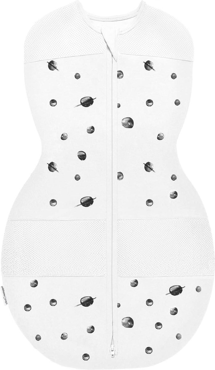 Image of 5-seconden Swaddle - 100% biologisch katoen - Doctor Designed - bevordert gezonde heupontwikkeling - voorkomt krassen - ivoor planeten klein