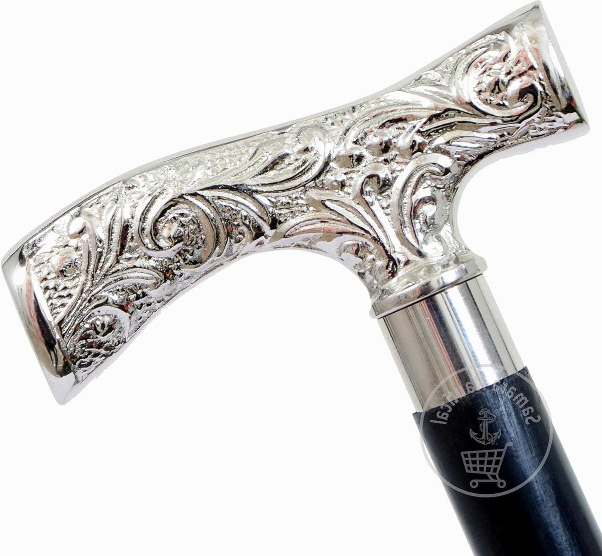 Wandelstok Deluxe - Antiek Messing Zilveren handvat - Mooie wandelstok voor Mannen Vrouwen Gift