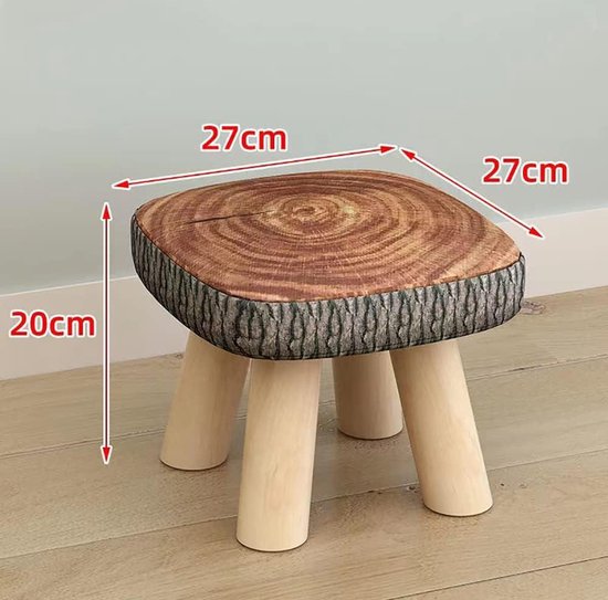 Krukjes om op te zitten Opstapkrukje Kleine houten krukje klein bankje 30cm hoog (afmeting: 25 cm hoog, kleur: originele houtkleur