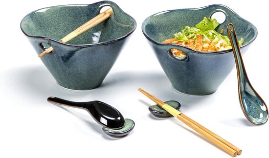 Große Plastik Ramen Schüssel Set Japanische Nudelsuppe Servier schalen mit Löffe