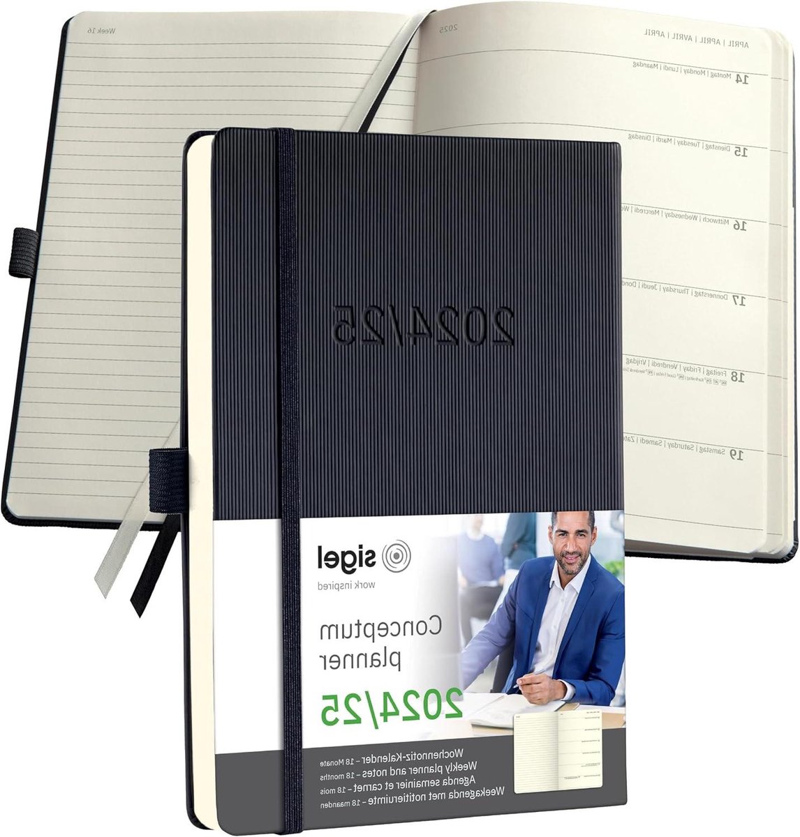 Weekplanner Wochennotiz-Kalender Conceptum 2024/2025 ca. A5 schwarz - 2 jaar planner