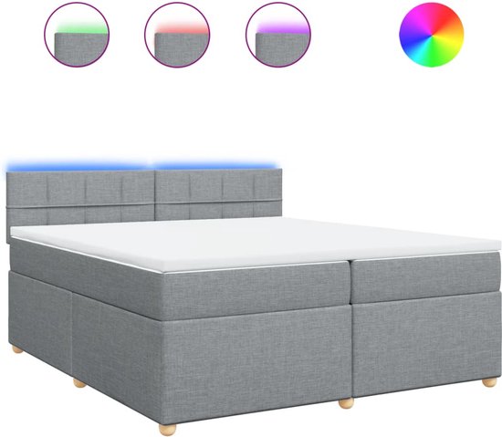 vidaXL - Sommier tapissier - avec - matelas - tissu - gris clair - 200x200 - cm