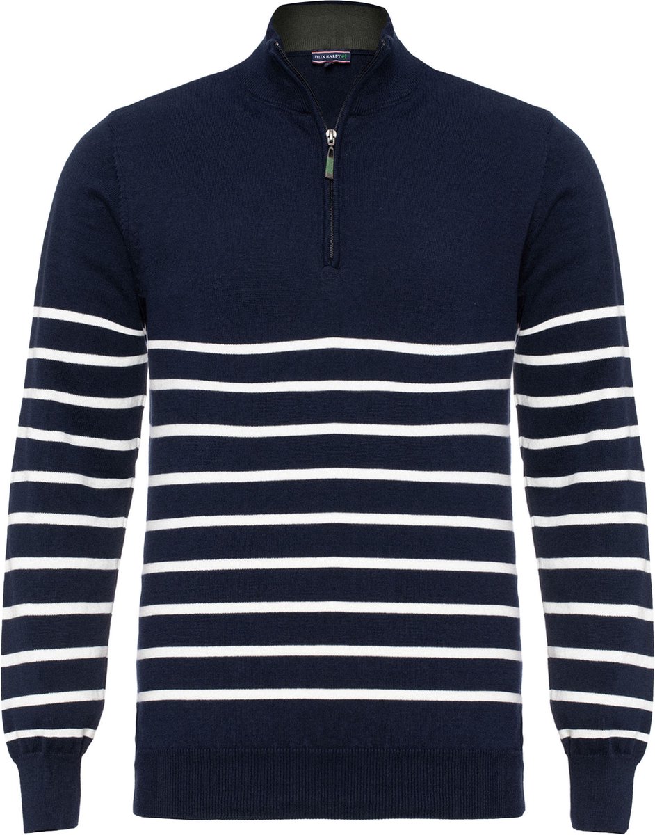 Felix Hardy Trui Met Halve Rits - Sweater - Schipperstrui Met Rits - 100% Katoen Heren Navy - M