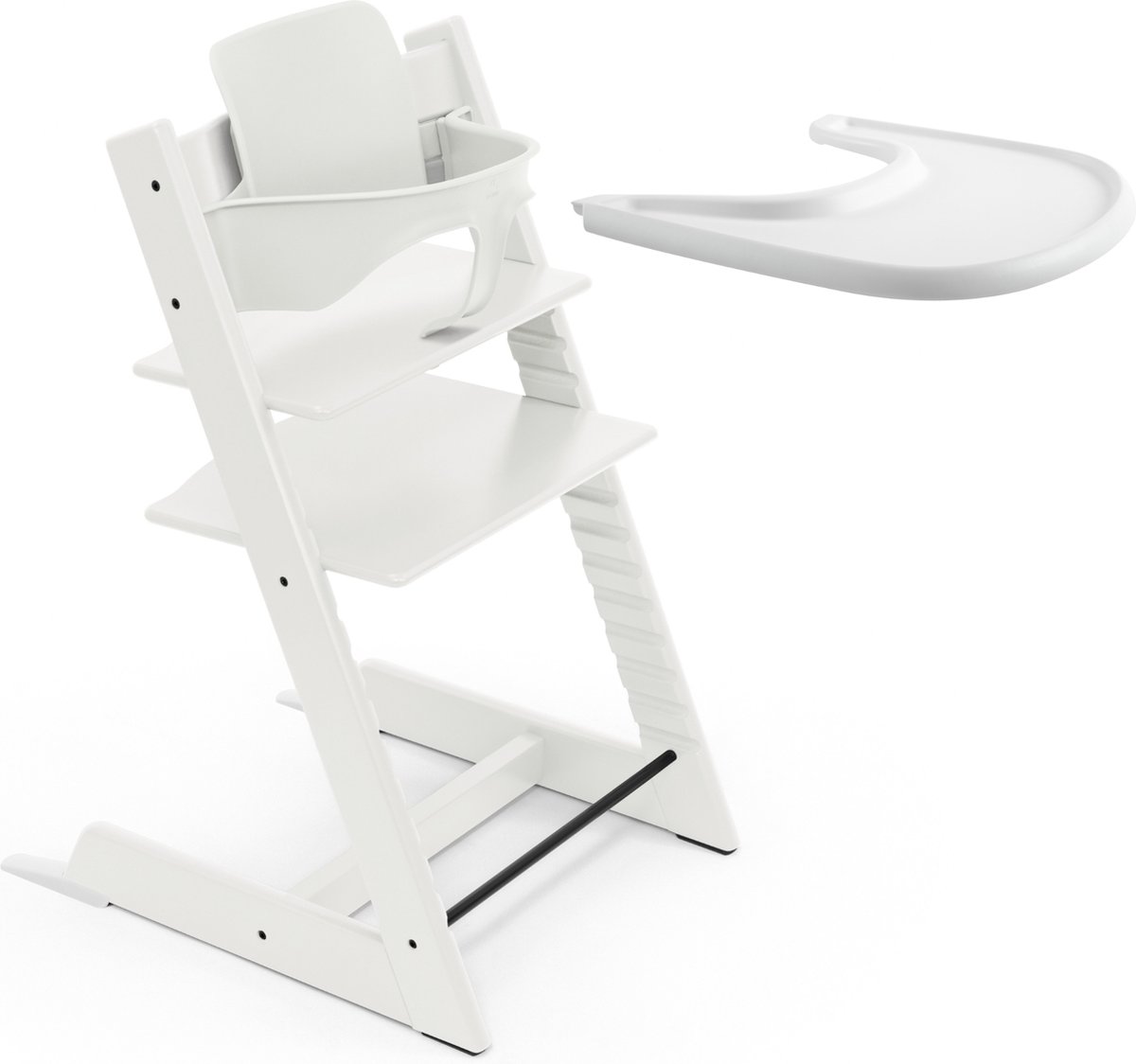 Stokke Tripp Trapp-kinderstoel (wit), Stokke-dienblad (wit) - Incl. Tripp Trapp-stoel, babyset 2 voor kinderen van 6-36 maanden en Stokke-dienblad - Verstelbaar, ergonomisch en gemakkelijk schoon te maken