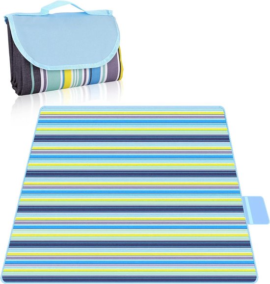 thumbnail: Waterdichte Picknickmat 140x200 Cm - Opvouwbare Strandmat Van Polyester Met Ruitpatroon Voor Buiten En Camping