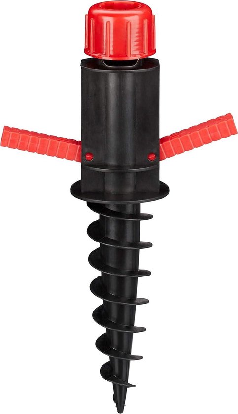 Foto: Parasolvoet grondpen grondplug met grepen grondanker voor parasol 19 32 mm camping strand zwart rood parasolvoet