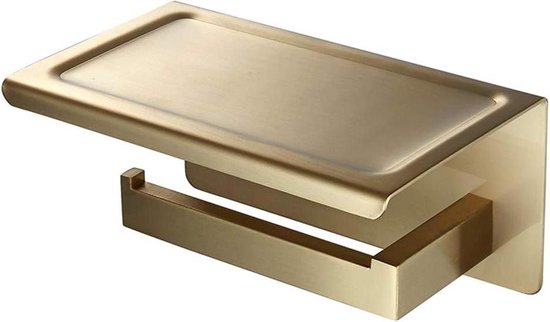Toiletrolhouder Zwart met Telefoonhouder - Zonder boren - wc-rol houder - mobiele telefoonhouder