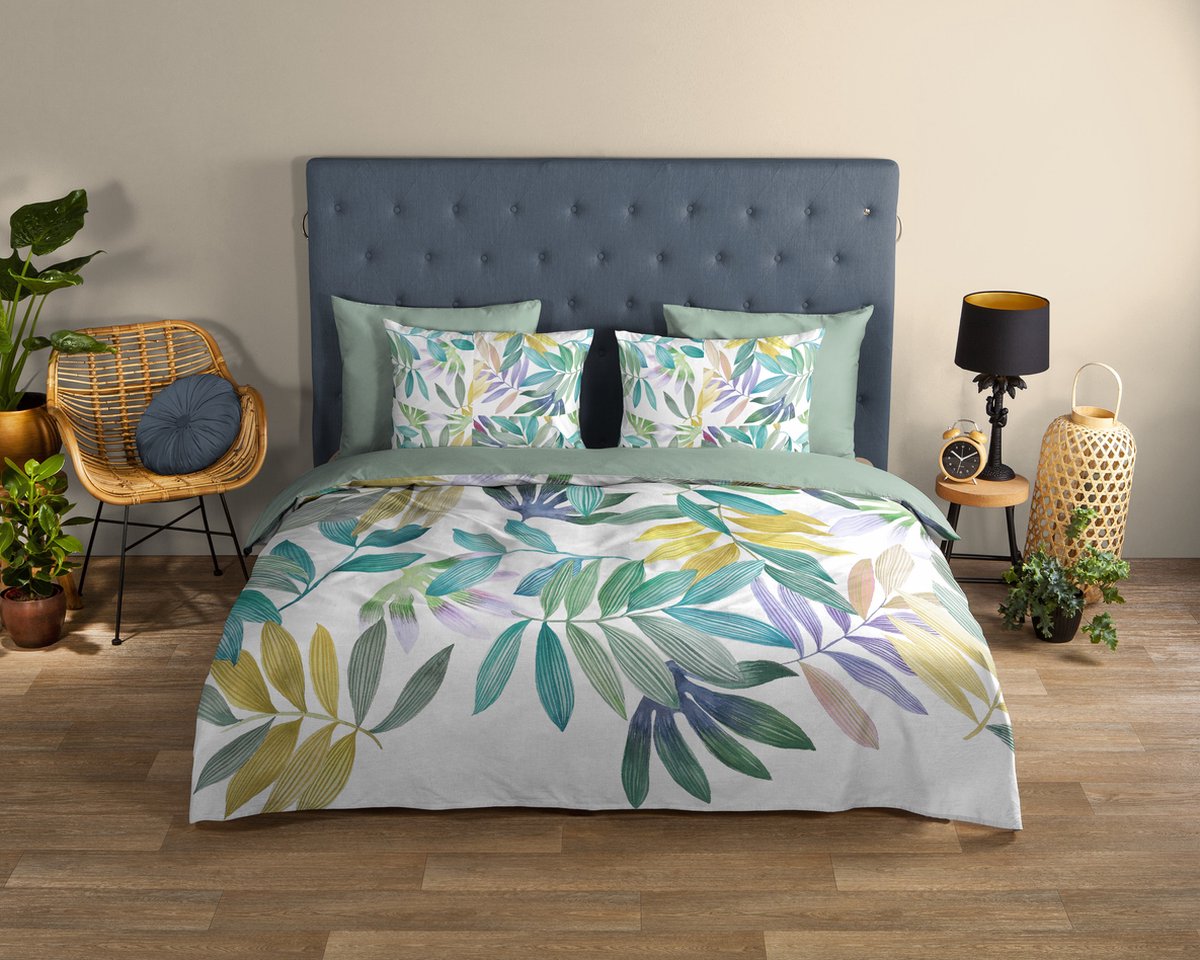 Good Morning dekbedovertrek palmbladeren - Lits jumeaux 240x200/220 cm - Multi - 100% Katoen renforce